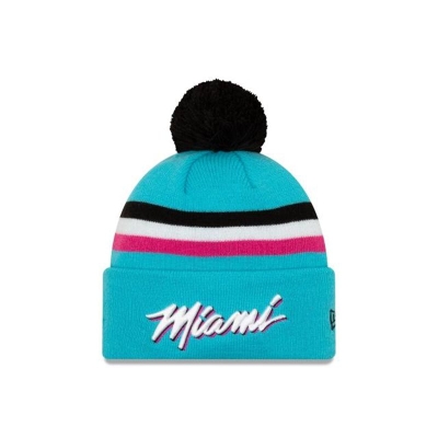 Miami Heat Gorra | New Era 2019 NBA Authentics City Series Pom Knit Beanie Mexico - Azules